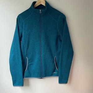 Eddie Bauer Blue Green Zip  Up Outdoor Sweatshirt Women's Large